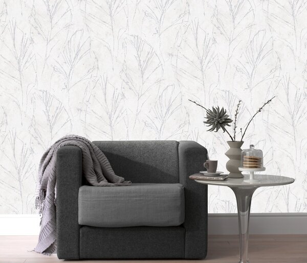 DIMEX | Vliesová tapeta na stenu WPE-901755 | 0,53 x 10,05 m | biela, metalická