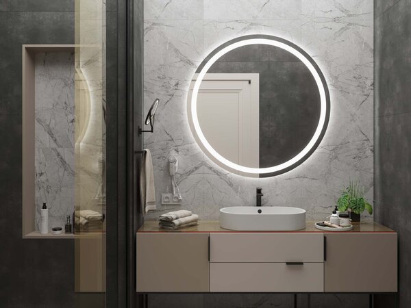 Okrúhle zrkadlo do kúpeľne s LED osvetlením C4