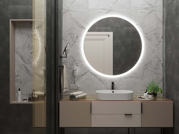 Okrúhle zrkadlo do kúpeľne s LED osvetlením C1