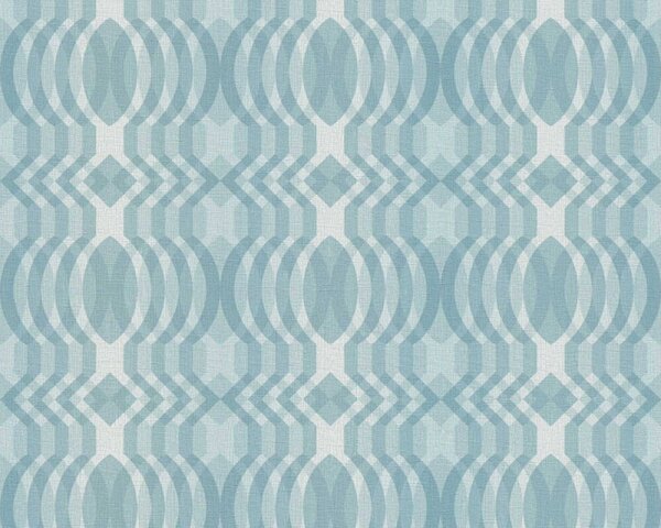 A.S. Création | Vliesová tapeta na stenu Retro Chic 39534-2 | 0,53 x 8,5 m | modrá, tyrkysová, biela