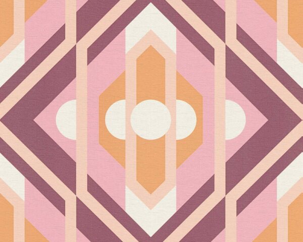 A.S. Création | Vliesová tapeta na stenu Retro Chic 39531-1 | 0,53 x 8,5 m | ružová, vínová, oranžová, krémová, viacfarebná