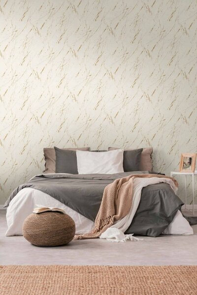 A.S. Création | Vliesová tapeta na stenu Casual Living 39336-4 | 0,53 x 10,05 m | krémová, zlatá, metalická