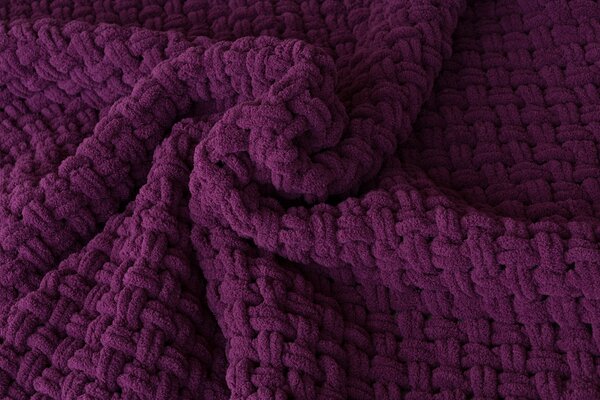 Deka Knittingly tmavě fialová Ručně pletená deka 130/170