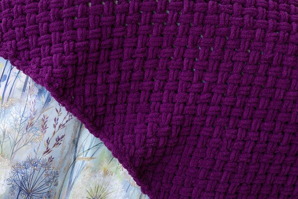 Deka Knittingly tmavě fialová Ručně pletená deka 130/170