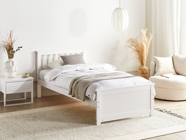 Posteľ biela borovicové drevo MDF 90 x 200 cm s čelom minimalistický škandinávsky štýl spálňa detská izba