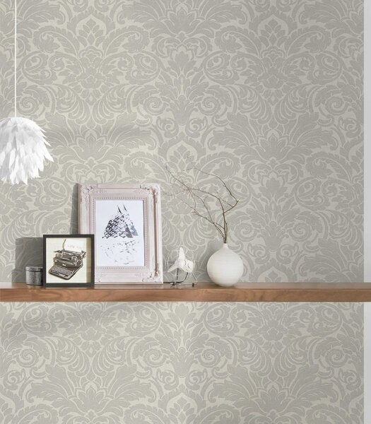 A.S. Création | Vliesová tapeta na stenu Luxury Wallpaper 30545-1 | 0,52 x 10 05 m | metalická, krémová
