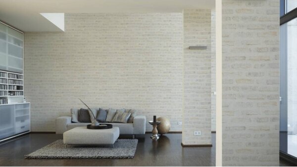 A.S. Création | Vliesová tapeta na stenu New Walls 37422-1 | 0,53 x 10,05 m | biela, oranžová, šedá