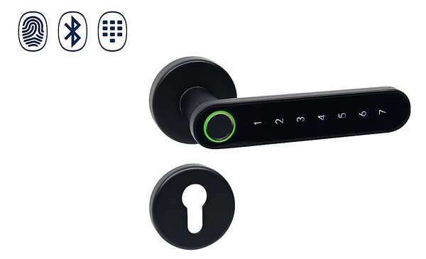 Chytrá kľučka Richter Slovakia Smart Touch Handle H.03.(CE), kľučka-kľučka, Otvor na cylindrickú vložku PZ, RICHTER Čierna matná