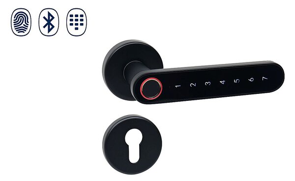 Chytrá kľučka Richter Slovakia Smart Touch Handle H.03.(CE), kľučka-kľučka, Otvor na cylindrickú vložku PZ, RICHTER Čierna matná
