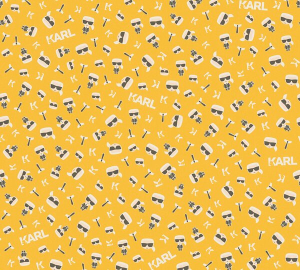 A.S. Création | Vliesová tapeta na stenu Karl Lagerfeld 37843-4 | 0,53 x 10,05 m | biela, čierna, žltá
