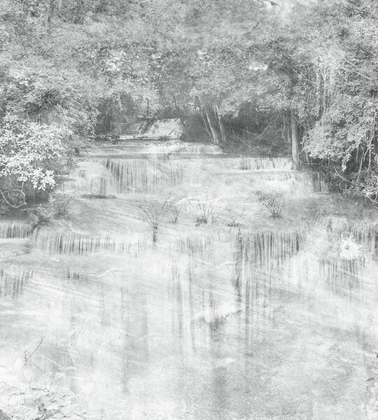 DIMEX | Vliesová fototapeta na stenu Abstrakt vodopád I. MS-3-0387 | 225 x 250 cm | šedá, biela, čierna