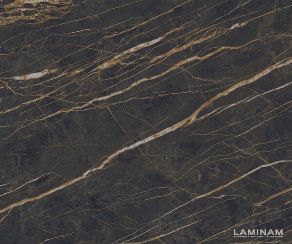 DELIFE Konferenčný stolík Edge zaoblený 140x80 cm keramika Laminam® Noir Desir hnedá Conis metalická strieborná