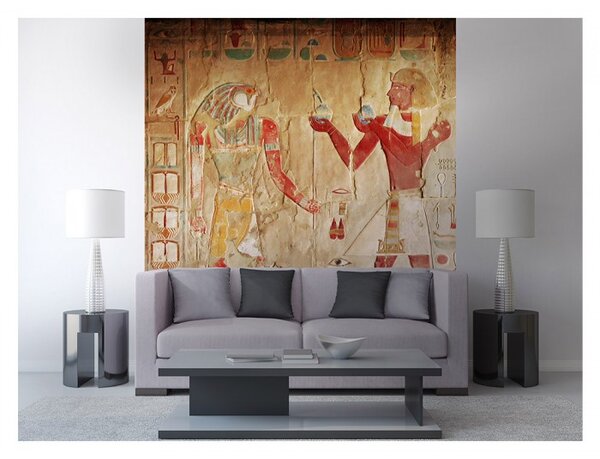 DIMEX | Vliesová fototapeta na stenu Egyptská maľba MS-3-0052 | 225 x 250 cm | béžová, červená