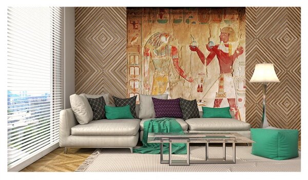 DIMEX | Vliesová fototapeta na stenu Egyptská maľba MS-3-0052 | 225 x 250 cm | béžová, červená