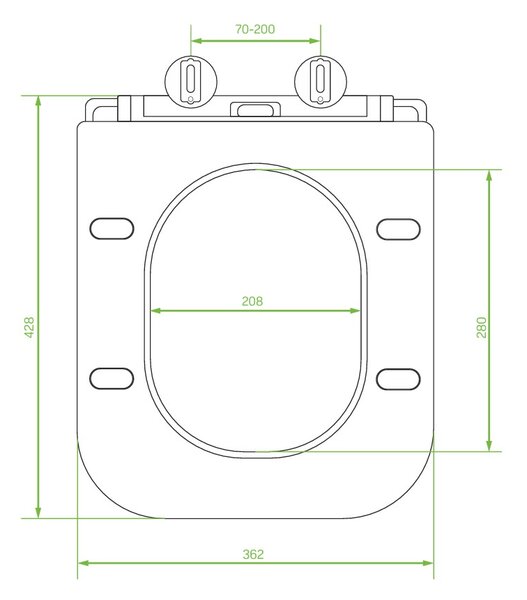 Laveo Kvadrato, WC sedátko 428x362 mm, soft-close, duroplast, biela lesklá, LAV-ADA_600K