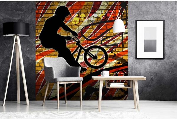 DIMEX | Vliesová fototapeta na stenu Červené koleso MS-3-0327 | 225 x 250 cm | červená, čierna, žltá