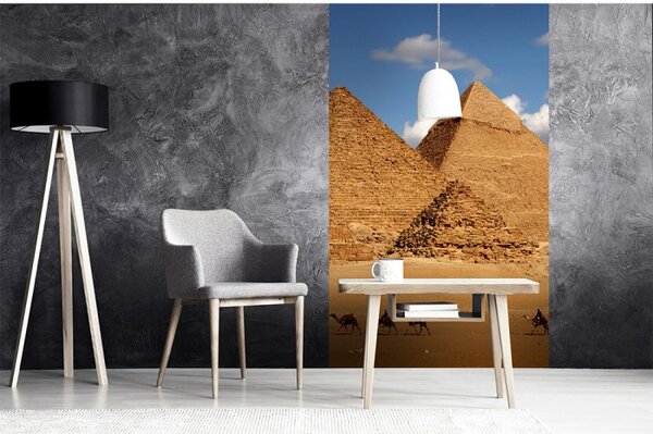 DIMEX | Vliesové fototapety na stenu Egyptská pyramída MS-2-0051 | 150 x 250 cm | modrá, biela, béžová