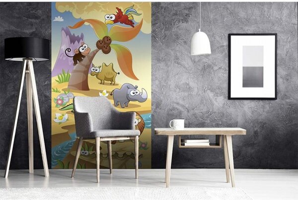 DIMEX | Vliesové fototapety na stenu Zvieratká zo savany MS-2-0333 | 150 x 250 cm | béžová, viacfarebná