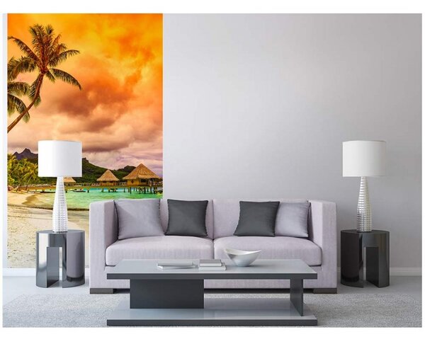 DIMEX | Vliesové fototapety na stenu Polynézia MS-2-0211 | 150 x 250 cm | oranžová, tyrkysová, hnedá, zelená