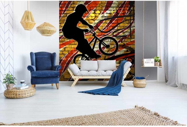 DIMEX | Vliesová fototapeta na stenu Červené koleso MS-3-0327 | 225 x 250 cm | červená, čierna, žltá