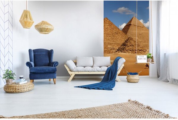 DIMEX | Vliesové fototapety na stenu Egyptská pyramída MS-2-0051 | 150 x 250 cm | modrá, biela, béžová