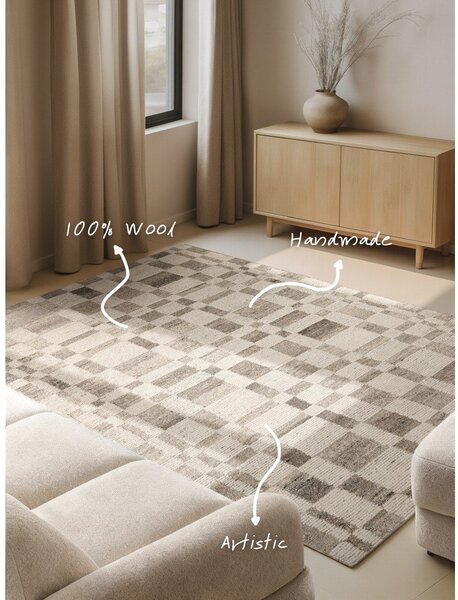 Krémovobiely ručne tkaný vlnený koberec 80x150 cm Boho 1.0 Structa – Vikosa