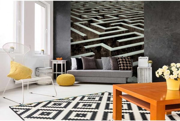 DIMEX | Vliesová fototapeta na stenu 3D labyrint MS-3-0279 | 225 x 250 cm | hnedá, šedá