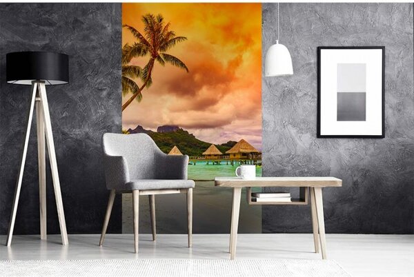 DIMEX | Vliesové fototapety na stenu Polynézia MS-2-0211 | 150 x 250 cm | oranžová, tyrkysová, hnedá, zelená