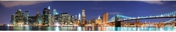 DIMEX | Fototapeta do kuchyne Manhattan KI-350-017 | 350 x 60 cm | modrá, béžová, hnedá
