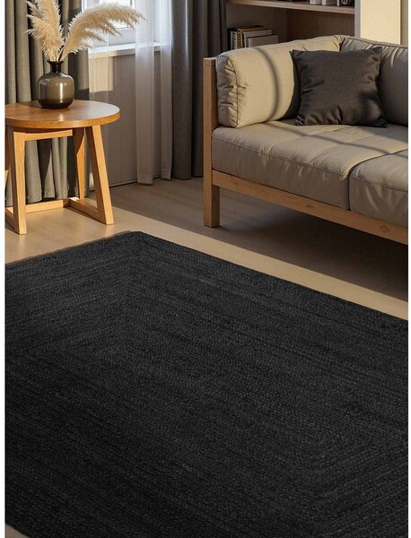 Čierny obojstranný/ručne tkaný jutový koberec 80x150 cm Juno – Hanse Home