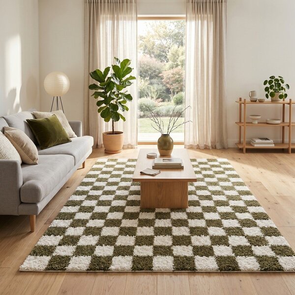 Tmavozelený/krémovobiely koberec 120x170 cm Grida – ESTE