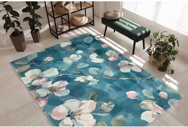 Modrý prateľný koberec 50x80 cm Bloom – Vitaus