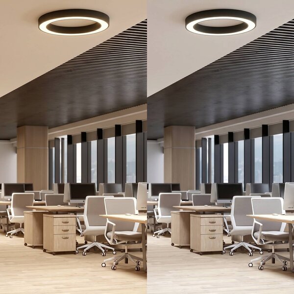 Arcchio Stropné LED svetlo Sharelyn, Ø 80 cm, čierne, stmievateľné, Čierna, Kuchyňa, Hliník, Moderný, Závesné svietidlo