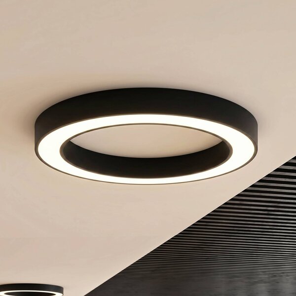 Arcchio Stropné LED svetlo Sharelyn, Ø 80 cm, čierne, stmievateľné, Čierna, Kuchyňa, Hliník, Moderný, Závesné svietidlo