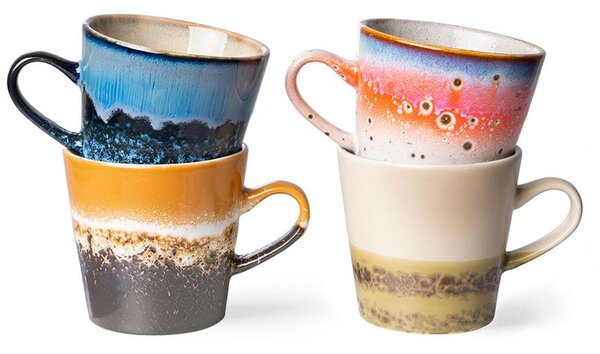 4ks farebný retro hrnček na Americano 70s pegasus - 11 * 8,5 * 8cm / 260ml - HKLIVING