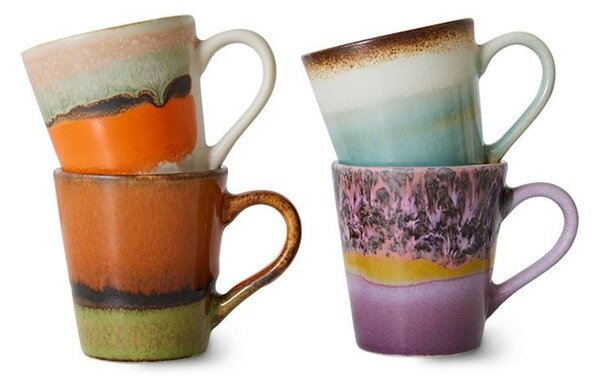 Set 4ks retro hrnček na kávu Espresso 70s Polaris - Ø 5,8 * 8cm / 80ml - HKLIVING