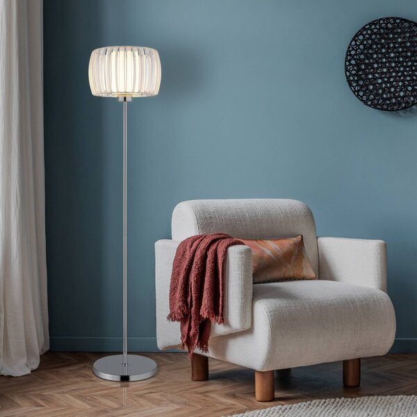 Globo Stojacia lampa Maribel, výška 150 cm, chróm/číry, kov, Jasné / priehľadné, Obývacia izba / jedáleň, Plast, Moderný, Stojaca lampa