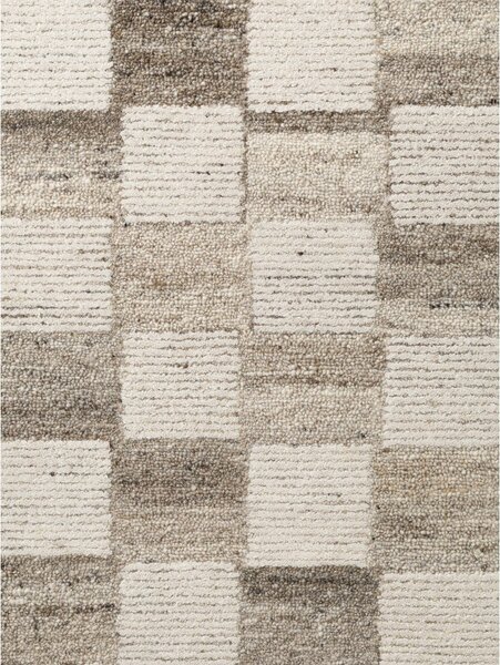 Krémovobiely ručne tkaný vlnený koberec 80x150 cm Boho 1.0 Quadra – Vikosa
