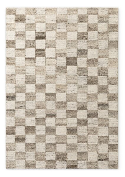 Krémovobiely ručne tkaný vlnený koberec 80x150 cm Boho 1.0 Quadra – Vikosa