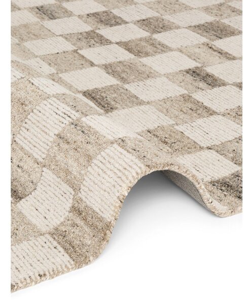 Krémovobiely ručne tkaný vlnený koberec 80x150 cm Boho 1.0 Quadra – Vikosa