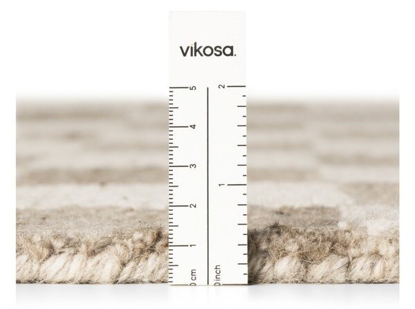 Krémovobiely ručne tkaný vlnený koberec 80x150 cm Boho 1.0 Quadra – Vikosa