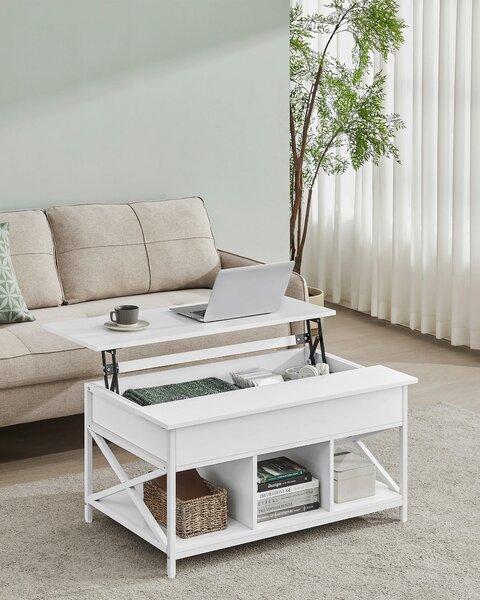 KONFERENČNÝ STOLÍK, biela, kov, kompozitné drevo, 100/60/48-62 cm Boxxx - Stolíky do obývačky, Online Only