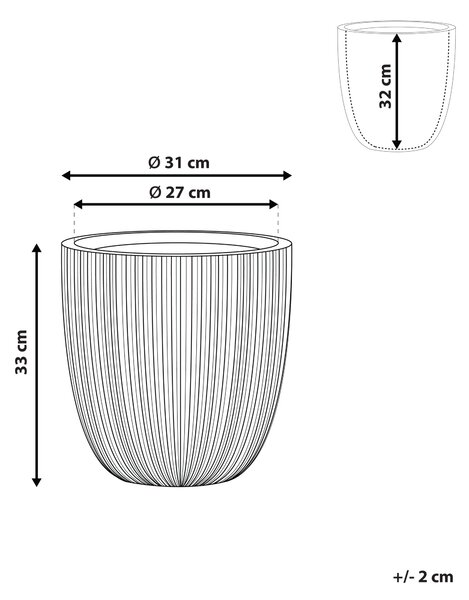 Kvetináč béžový polyresin 33 x ø 31 cm vysoký moderný minimalistický izbový vonkajší črepník