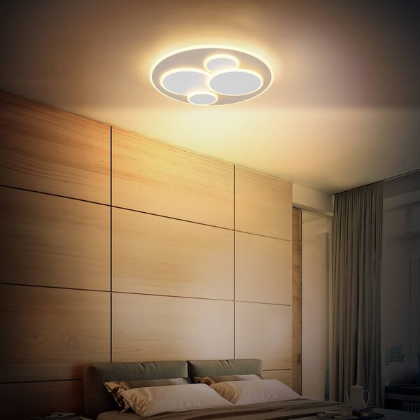 Globo Stropné LED svetlo Monty, Ø 49 cm, biela/piesková, kov/plast, Krémová / jantárovo žltá, Obývacia izba / jedáleň, kov, Moderný, Stropné svetlo
