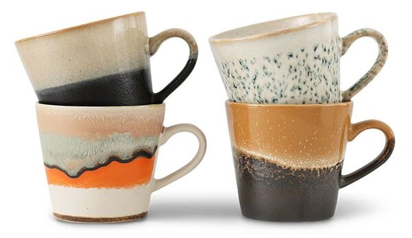 Set 4ks retro hrnek na Cappuccino 70s Verve - 12*Ø 9,5*8,5 / 300 ml - HKLIVING