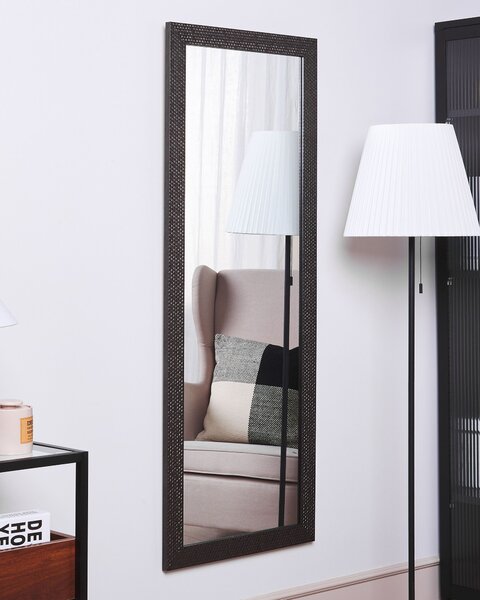 Závesné zrkadlo na stenu strieborné 50 x 130 cm obdĺžnikové vintage rám moderný dizajn