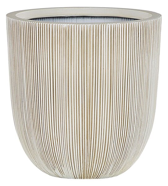 Kvetináč béžový polyresin 33 x ø 31 cm vysoký moderný minimalistický izbový vonkajší črepník