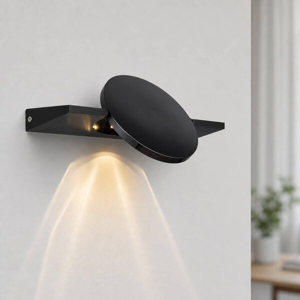 Globo LED nástenné svetlo Jasper, výška 28 cm, matná čierna, kov, Čierna, Obývacia izba / jedáleň, kov, Moderný
