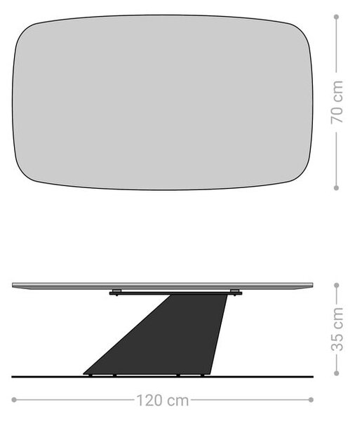 DELIFE Konferenčný stolík Edge zaoblený 120x70 cm keramika Laminam® Noir Desir hnedá Conis metalická strieborná