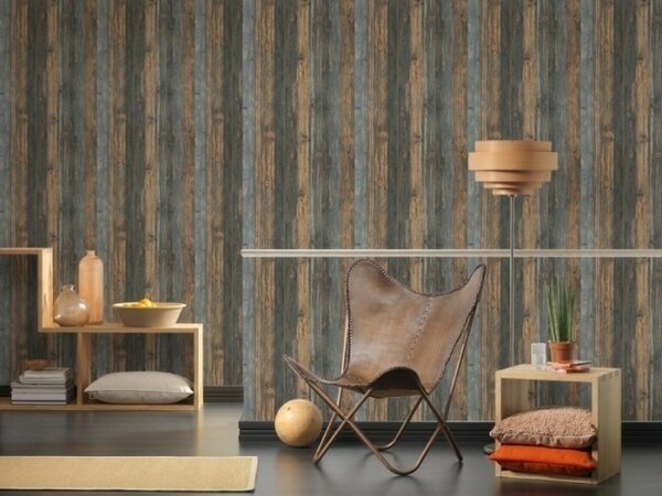 A.S. Création | Vliesová tapeta na stenu Wood'n Stone 9086-12 | 0,53 x 10,05 m | hnedá, šedá